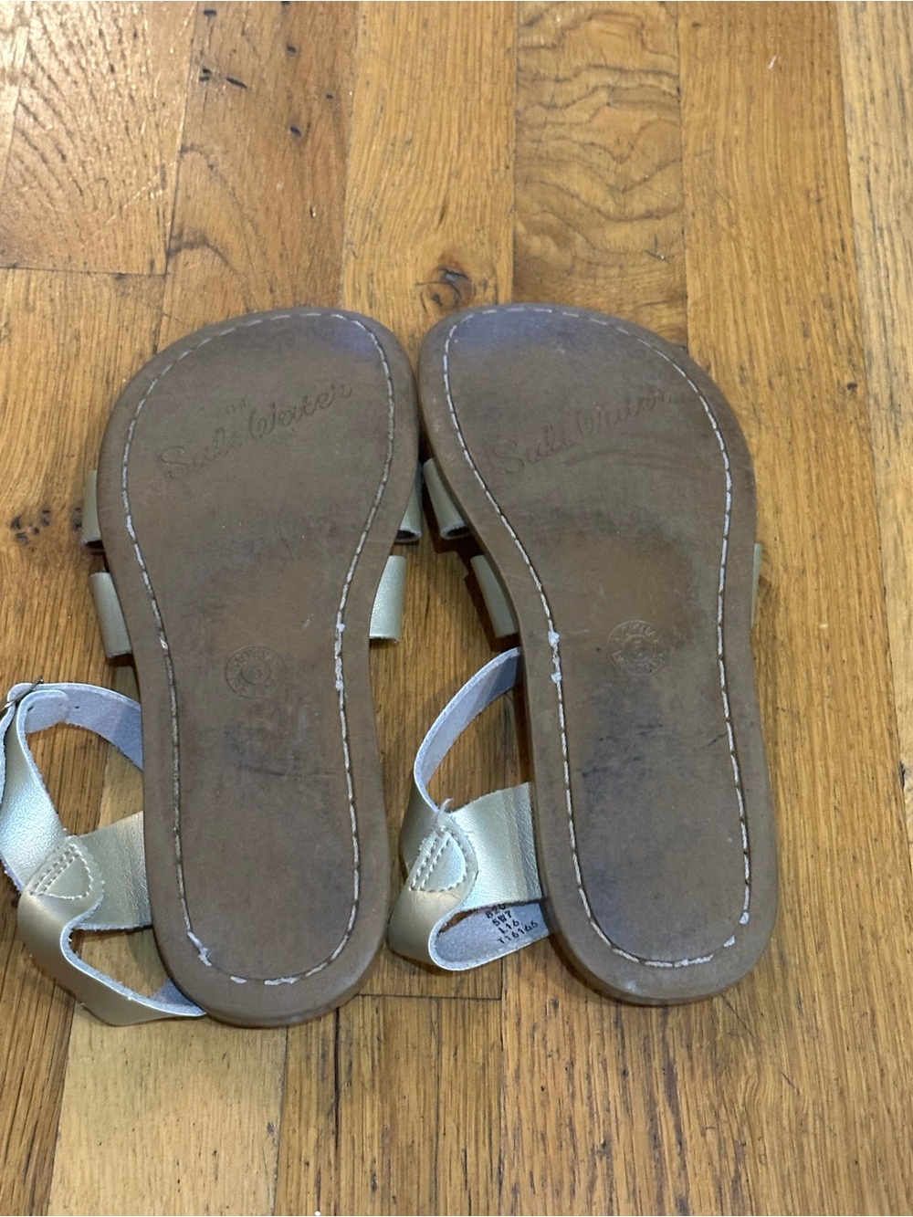 Salt Water Sandals The Original in Metallic Gold Strappy Sandals - Picture 2 of 3